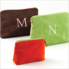 personalized faux suede cosmetic bag - large